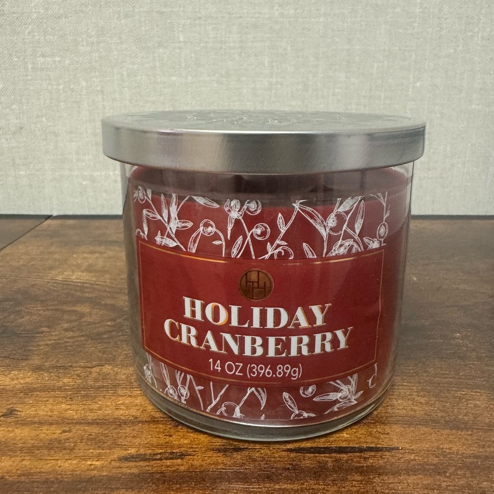 Huntington Home Holiday Cranberry Candle with Silver Lid